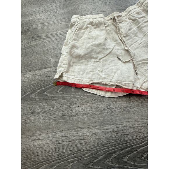 H&M Linen Shorts Womens Size2 Beige pin striped Flat Front w/pockets - Picture 4 of 5